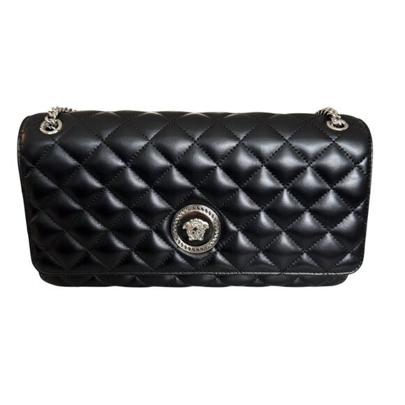 Versace Black Quilted Lambskin Leather Crossbody Shoulder Bag, 1013353, Italy - Picture 4 of 16